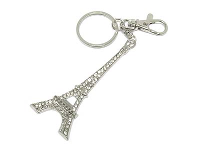 Crystal eiffel tower key chain charm