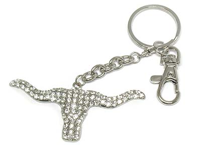 Crystal bull key chain charm