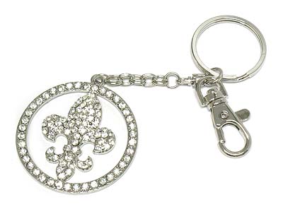 Crystal fleur de lis key chain charm