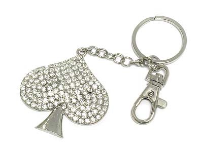 Crystal spade key chain charm