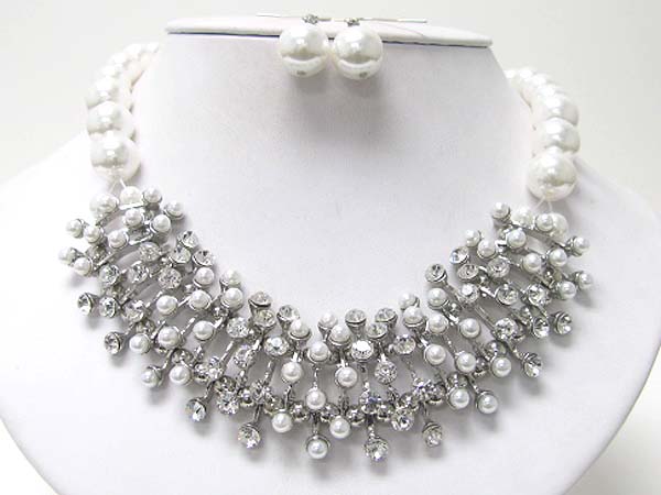 Boutique style crystal and pearl bead harmony necklace set