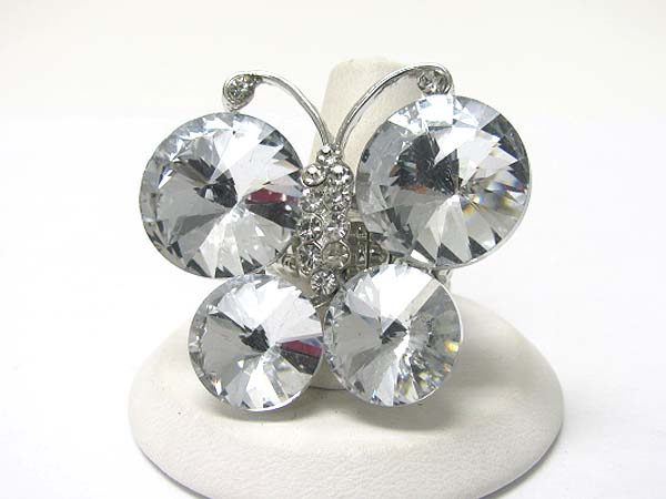 Crystal butterfly stretch ring