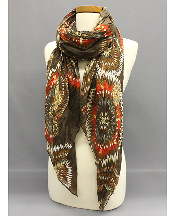 Extra wide fireworks print fall crinkle scarf