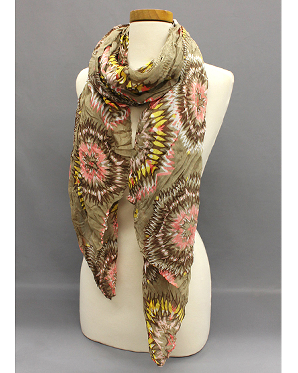 Extra wide fireworks print fall crinkle scarf