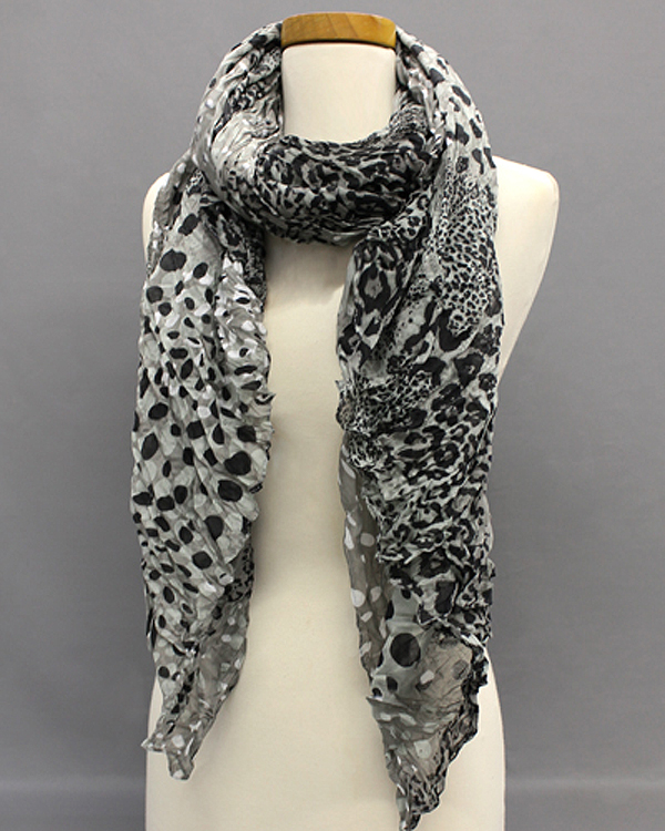 Extra wide dotty animal print fall crinkle scarf