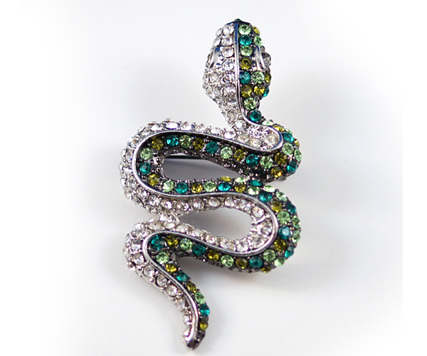 Luxury crystal snake brooch