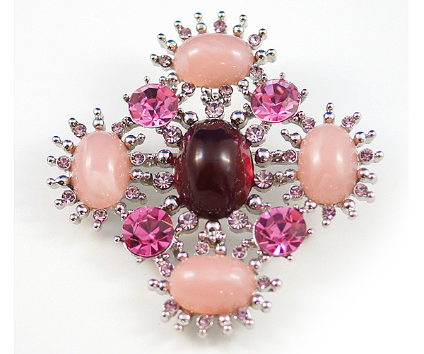 Luxury crystal and stone flower brooch