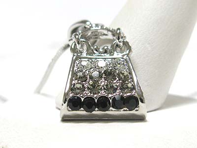 Made in korea whitegold plating crystal small handbag pendant necklace