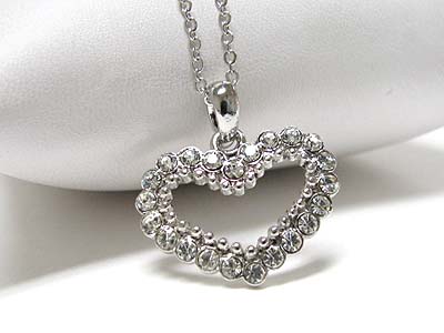 Made in korea whitegold plating crystal small heart pendant necklace