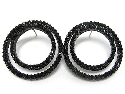 Double crystal hoop enamel earring - hoops