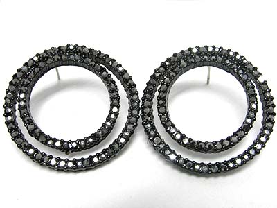 Double crystal hoop enamel earring - hoops