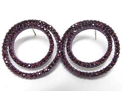 Double crystal hoop enamel earring - hoops