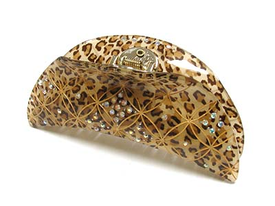 Crystal deco animal print hair pin