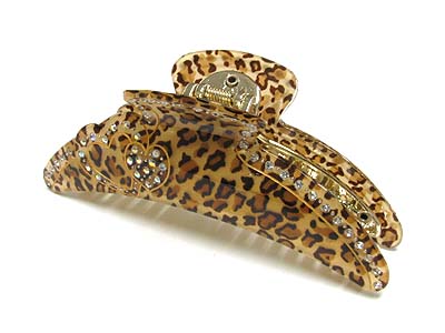 Crystal deco animal print hair pin