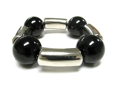 Acrylic large ball siver stick stretch bracelet