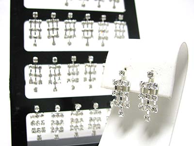 Sell by dozen - 3 line rhinestone earring mens jewelry