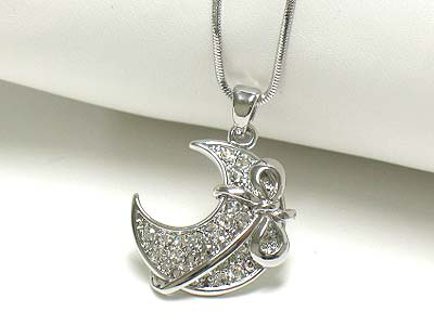 Made in korea whitegold plating crystal gift moon pendant necklace