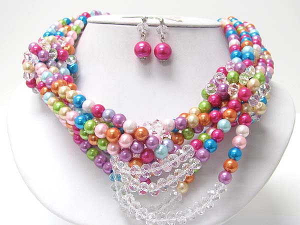 Multi row beads braided necklace earring set?