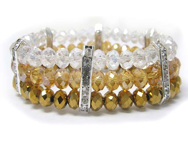 Crystal bar facet glass beads stretch bracelet