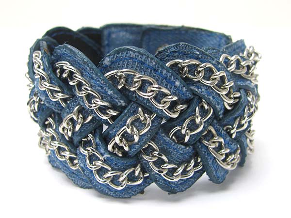 Metla chain deco braided denim wrist band