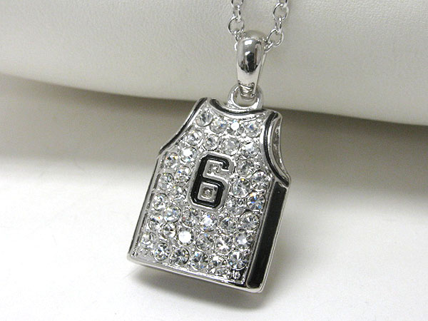 Made in korea whitegold plating crystal stud miniature basketball jersey pendant necklace