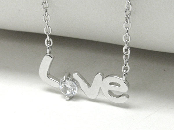 Made in korea whitegold plating crystal stud love necklace