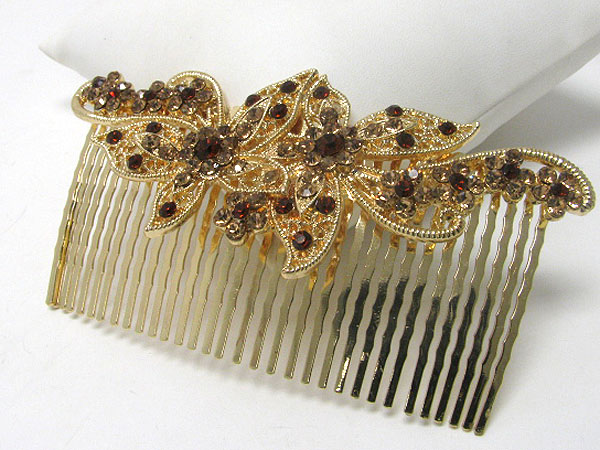 Crystal flower deco hair comb