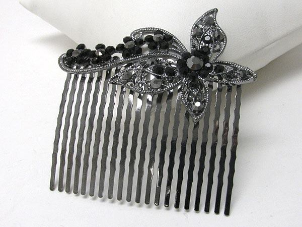 Crystal flower deco hair comb