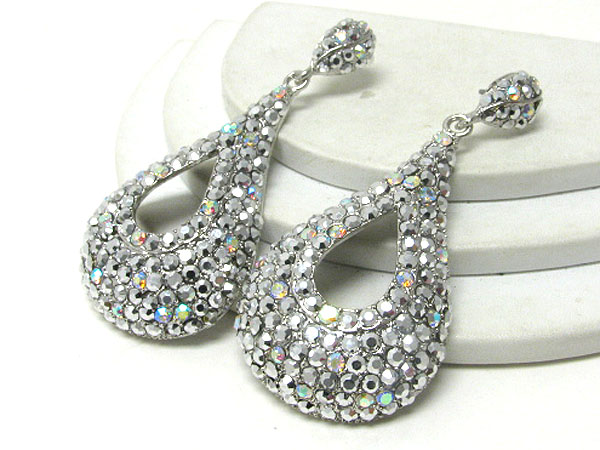 Crystal stud large tear drop earring