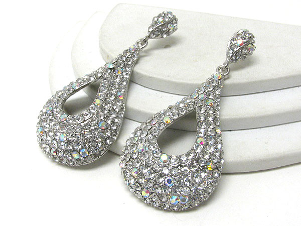 Crystal stud large tear drop earring