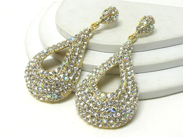 Crystal stud large tear drop earring