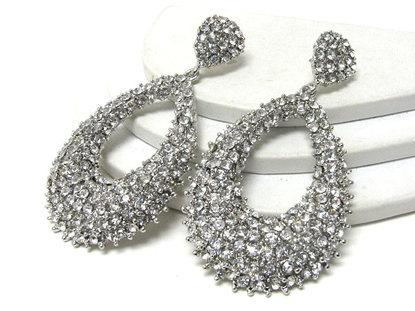 Crystal stud large tear drop earring