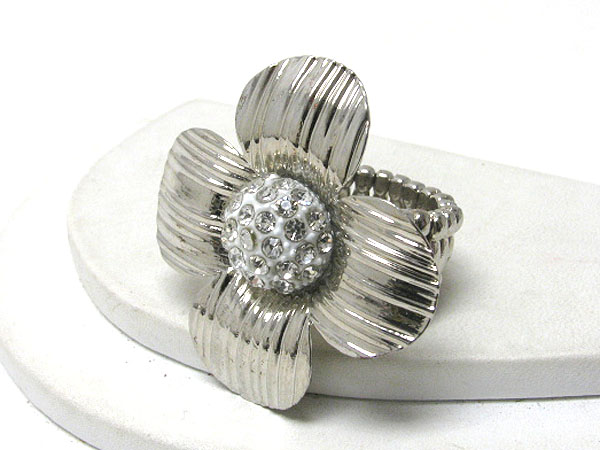 Crystal stud ball flower stretch ring