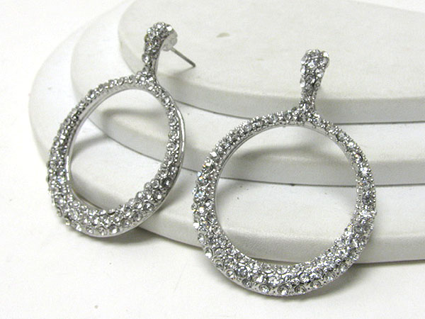 Crystal stud circle drop earring