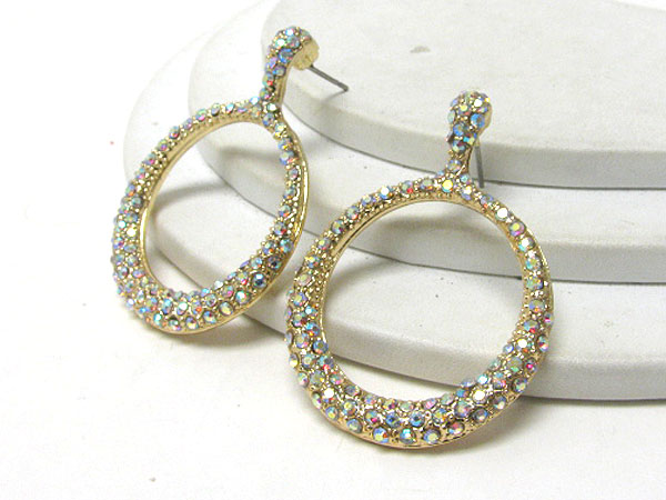 Crystal stud circle drop earring