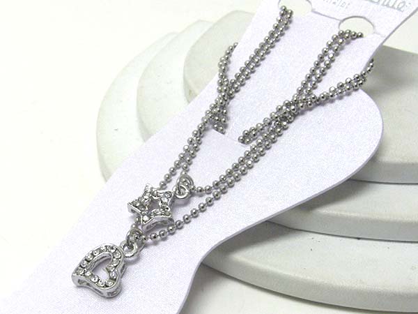 Crystal deco heart and star anklet