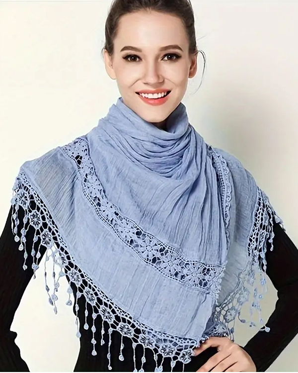 Lightweight lace trimmed scarf