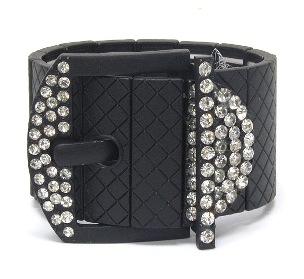 Crystal deco buckle and metal stretch band bracelet