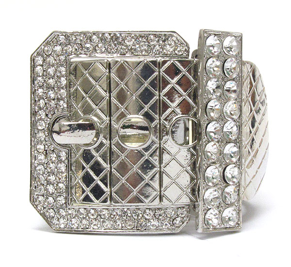 Crystal deco buckle and metal stretch band bracelet