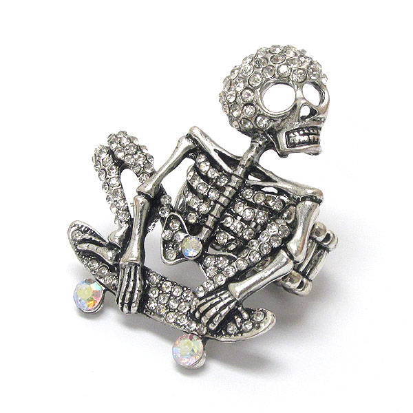 Halloween theme crystal skull skeleton and board stretch ring