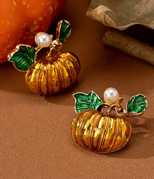 Thanksgiving theme pumpkin earring