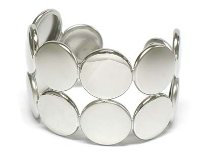 Multi reflective and foggy disk link bangle bracelet