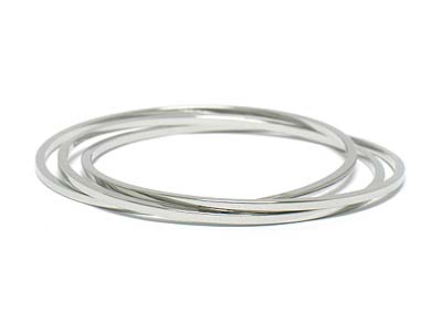 Three plain metal bangle link bracelet