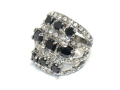 Three line crystal deco party ring