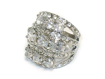 Three line crystal deco party ring