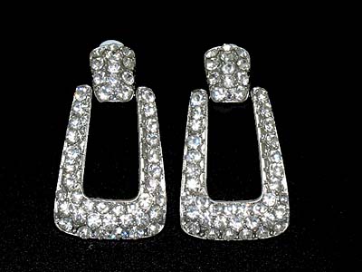 Large rhinestone clip earring