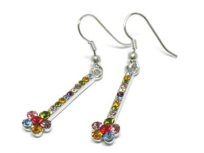 Multi crystal flower and stick earring