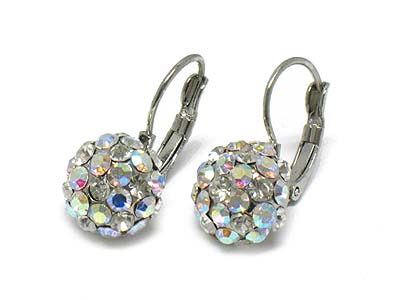 Crystal paved ball earring