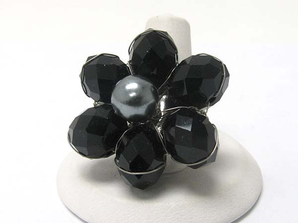 Facet beads flower stretch ring