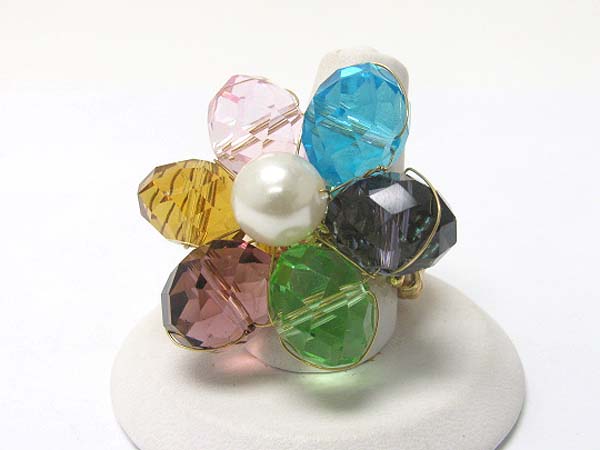 Facet beads flower stretch ring